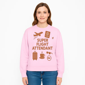 Super Flight Attendant Travel Design - Airplane, Passport, Coffee, Luggage - Perfect Gift for Flight Crew and Travelers - Sweatshirt 1758254680282.jpg
