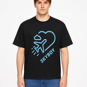 Skyboy Air Travel Graphic Tee with Airplane and Heart Design - Perfect for Aviation Lovers and Travelers - T-shirt 1758254680355.jpg