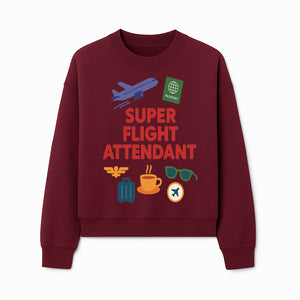 Super Flight Attendant Travel-Themed T-Shirt with Airplane, Passport, Coffee, and Luggage Graphics for Aviation Lovers - Sweatshirt 1758254680807.jpg