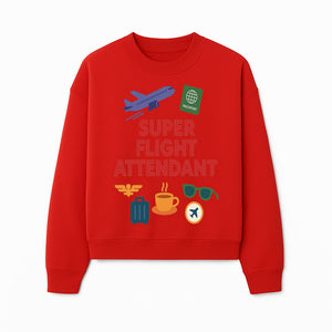 Super Flight Attendant Travel-Themed T-Shirt with Airplane, Passport, Coffee, and Luggage Graphics for Aviation Lovers - Sweatshirt 1758254681083.jpg