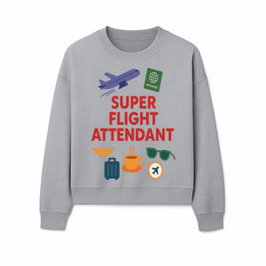 Super Flight Attendant Travel-Themed T-Shirt with Airplane, Passport, Coffee, and Luggage Graphics for Aviation Lovers - Sweatshirt 1758254681242.jpg