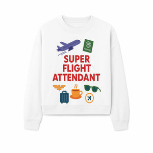 Super Flight Attendant Travel-Themed T-Shirt with Airplane, Passport, Coffee, and Luggage Graphics for Aviation Lovers - Sweatshirt 1758254681410.jpg