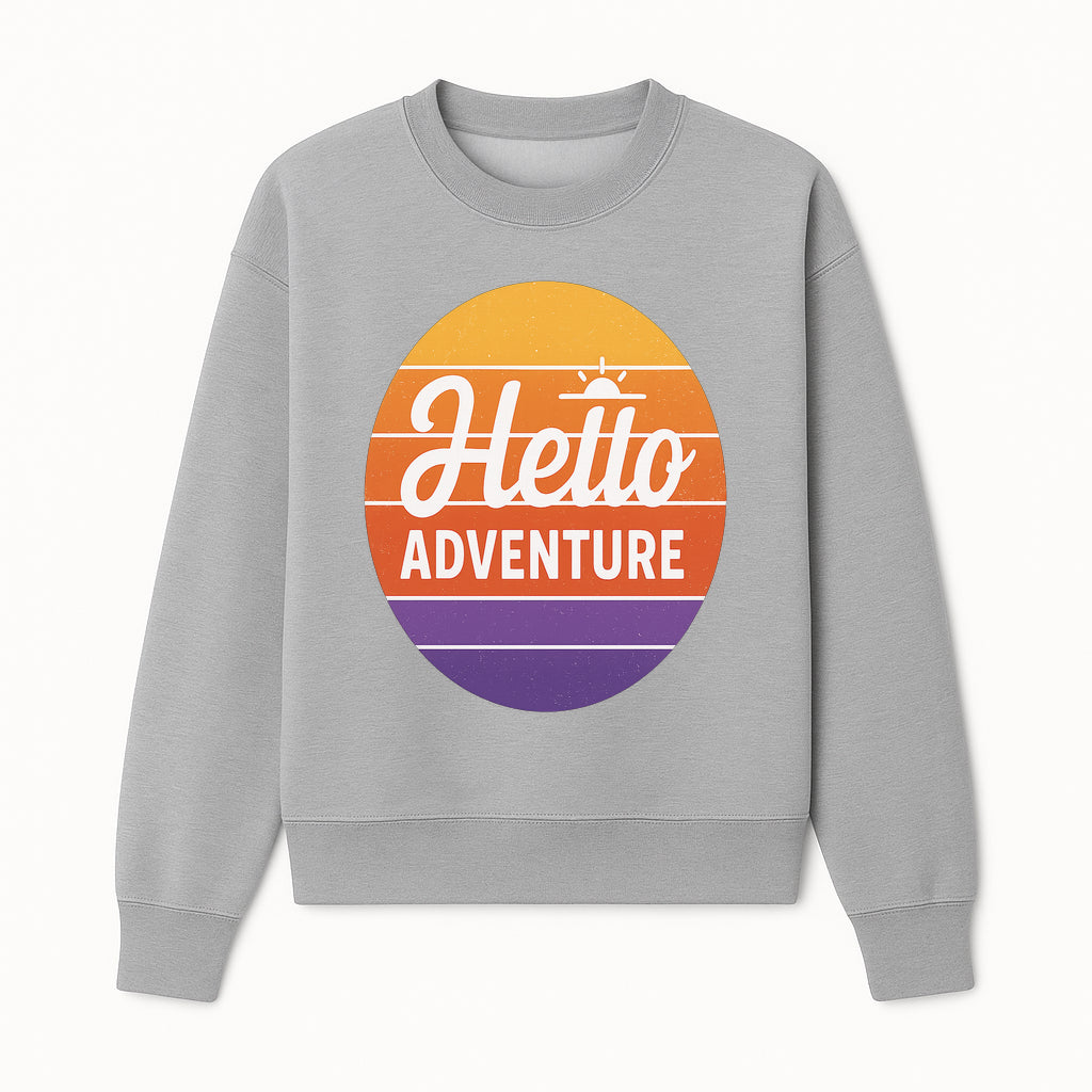 Hello Adventure Retro Wall Art Print | Travel Decor | Vintage Sunrise Design for Home and Office | Motivational Quote Art - Sweatshirt 1758254681480.jpg
