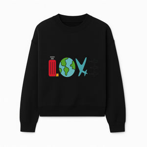 Travel Themed Love Design with Suitcase, Globe, Airplane, and Planes - Perfect for Adventurers and Wanderlust Gifts - Sweatshirt 1758254682058.jpg