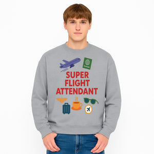 Super Flight Attendant Travel-Themed T-Shirt with Airplane, Passport, Coffee, and Luggage Graphics for Aviation Lovers - Sweatshirt 1758254682553.jpg