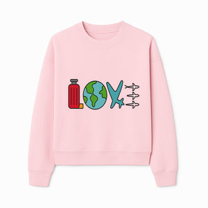Travel Themed Love Design with Suitcase, Globe, Airplane, and Planes - Perfect for Adventurers and Wanderlust Gifts - Sweatshirt 1758254682836.jpg