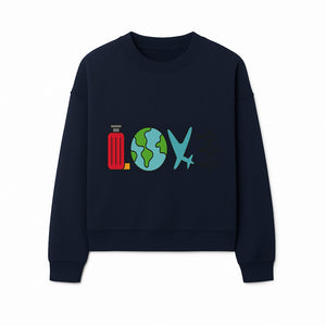Travel Themed Love Design with Suitcase, Globe, Airplane, and Planes - Perfect for Adventurers and Wanderlust Gifts - Sweatshirt 1758254683207.jpg