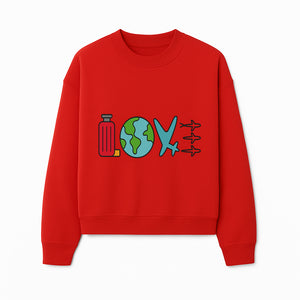 Travel Themed Love Design with Suitcase, Globe, Airplane, and Planes - Perfect for Adventurers and Wanderlust Gifts - Sweatshirt 1758254683356.jpg