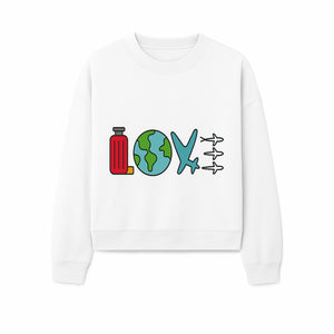 Travel Themed Love Design with Suitcase, Globe, Airplane, and Planes - Perfect for Adventurers and Wanderlust Gifts - Sweatshirt 1758254683670.jpg