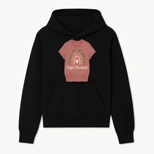 Flight Attendant Graphic Tee with Rainbow and Leopard Print Design for Trendy Airline Professionals - Hoodie 1758254684460.jpg