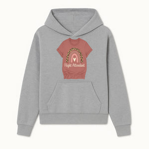 Flight Attendant Graphic Tee with Rainbow and Leopard Print Design for Trendy Airline Professionals - Hoodie 1758254684983.jpg
