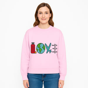 Travel Themed Love Design with Suitcase, Globe, Airplane, and Planes - Perfect for Adventurers and Wanderlust Gifts - Sweatshirt 1758254685038.jpg