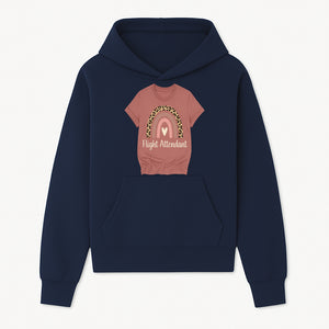 Flight Attendant Graphic Tee with Rainbow and Leopard Print Design for Trendy Airline Professionals - Hoodie 1758254685653.jpg