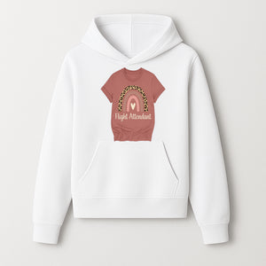 Flight Attendant Graphic Tee with Rainbow and Leopard Print Design for Trendy Airline Professionals - Hoodie 1758254686117.jpg