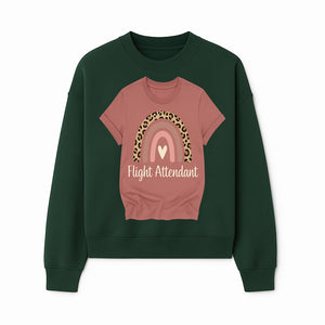 Flight Attendant Graphic Tee with Rainbow and Leopard Print Design for Trendy Airline Professionals - Sweatshirt 1758254691477.jpg