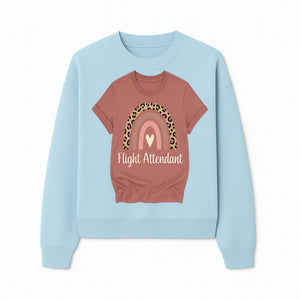 Flight Attendant Graphic Tee with Rainbow and Leopard Print Design for Trendy Airline Professionals - Sweatshirt 1758254691792.jpg