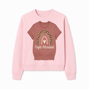 Flight Attendant Graphic Tee with Rainbow and Leopard Print Design for Trendy Airline Professionals - Sweatshirt 1758254691989.jpg