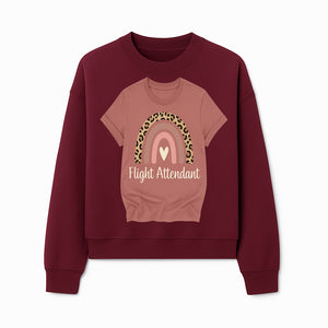 Flight Attendant Graphic Tee with Rainbow and Leopard Print Design for Trendy Airline Professionals - Sweatshirt 1758254692139.jpg