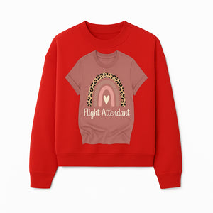 Flight Attendant Graphic Tee with Rainbow and Leopard Print Design for Trendy Airline Professionals - Sweatshirt 1758254692406.jpg