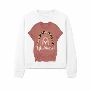 Flight Attendant Graphic Tee with Rainbow and Leopard Print Design for Trendy Airline Professionals - Sweatshirt 1758254692686.jpg