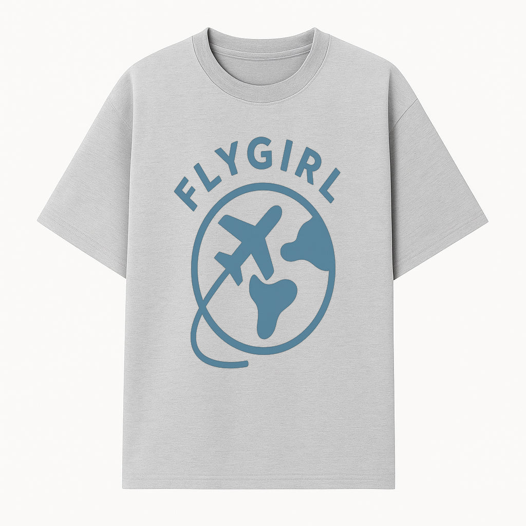 Flygirl Airplane and World Travel Graphic Tee for Women, Aviation Lover Gift, Trendy Travel Shirt, Adventure Apparel - T-shirt 1758254694321.jpg