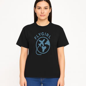 Flygirl Airplane and World Travel Graphic Tee for Women, Aviation Lover Gift, Trendy Travel Shirt, Adventure Apparel - T-shirt 1758254697365.jpg