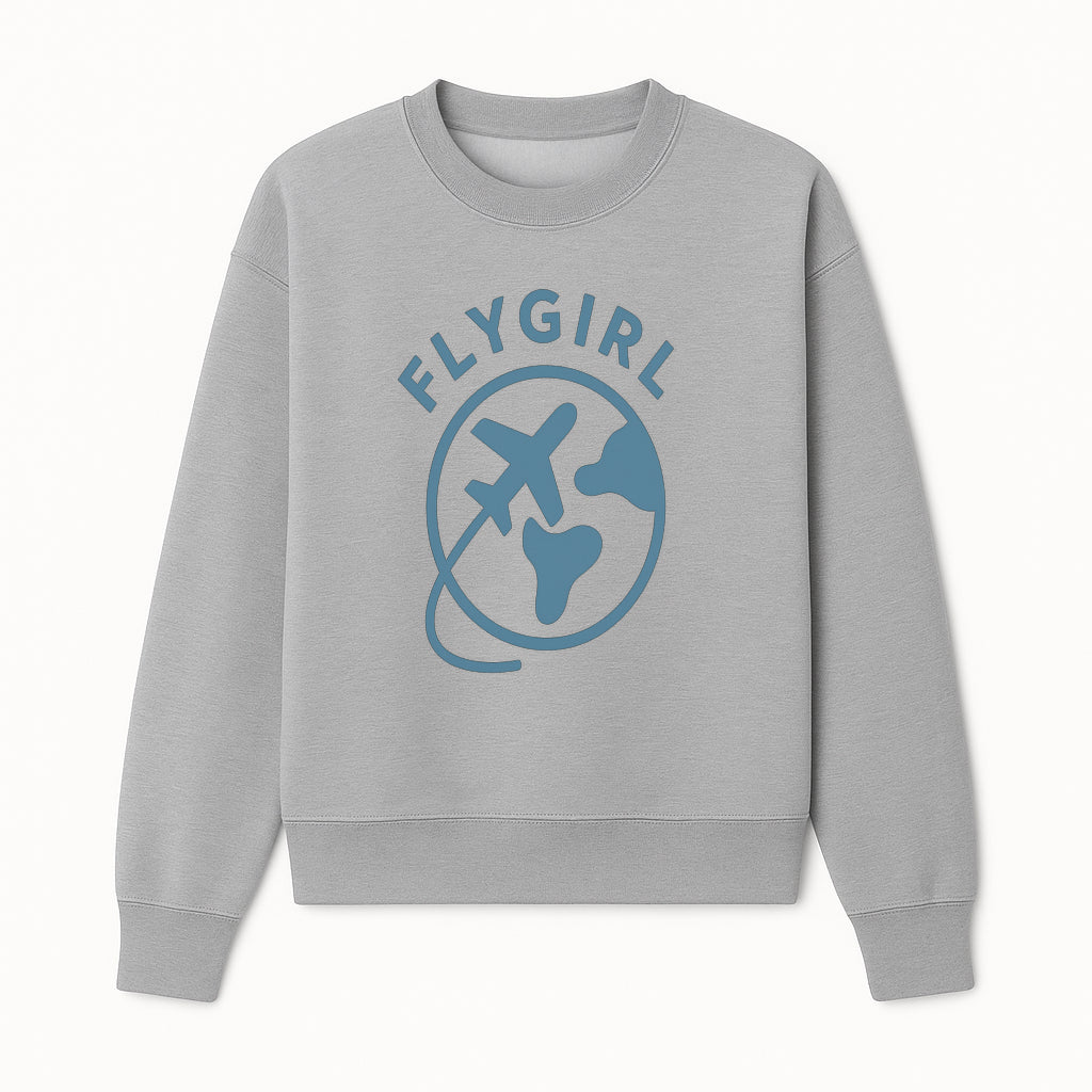 Flygirl Airplane and World Travel Graphic Tee for Women, Aviation Lover Gift, Trendy Travel Shirt, Adventure Apparel - Sweatshirt 1758254697626.jpg