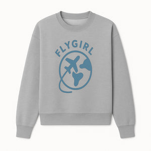 Flygirl Airplane and World Travel Graphic Tee for Women, Aviation Lover Gift, Trendy Travel Shirt, Adventure Apparel - Sweatshirt 1758254697626.jpg