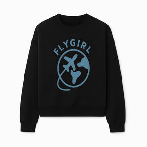 Flygirl Airplane and World Travel Graphic Tee for Women, Aviation Lover Gift, Trendy Travel Shirt, Adventure Apparel - Sweatshirt 1758254697815.jpg