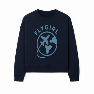 Flygirl Airplane and World Travel Graphic Tee for Women, Aviation Lover Gift, Trendy Travel Shirt, Adventure Apparel - Sweatshirt 1758254698937.jpg