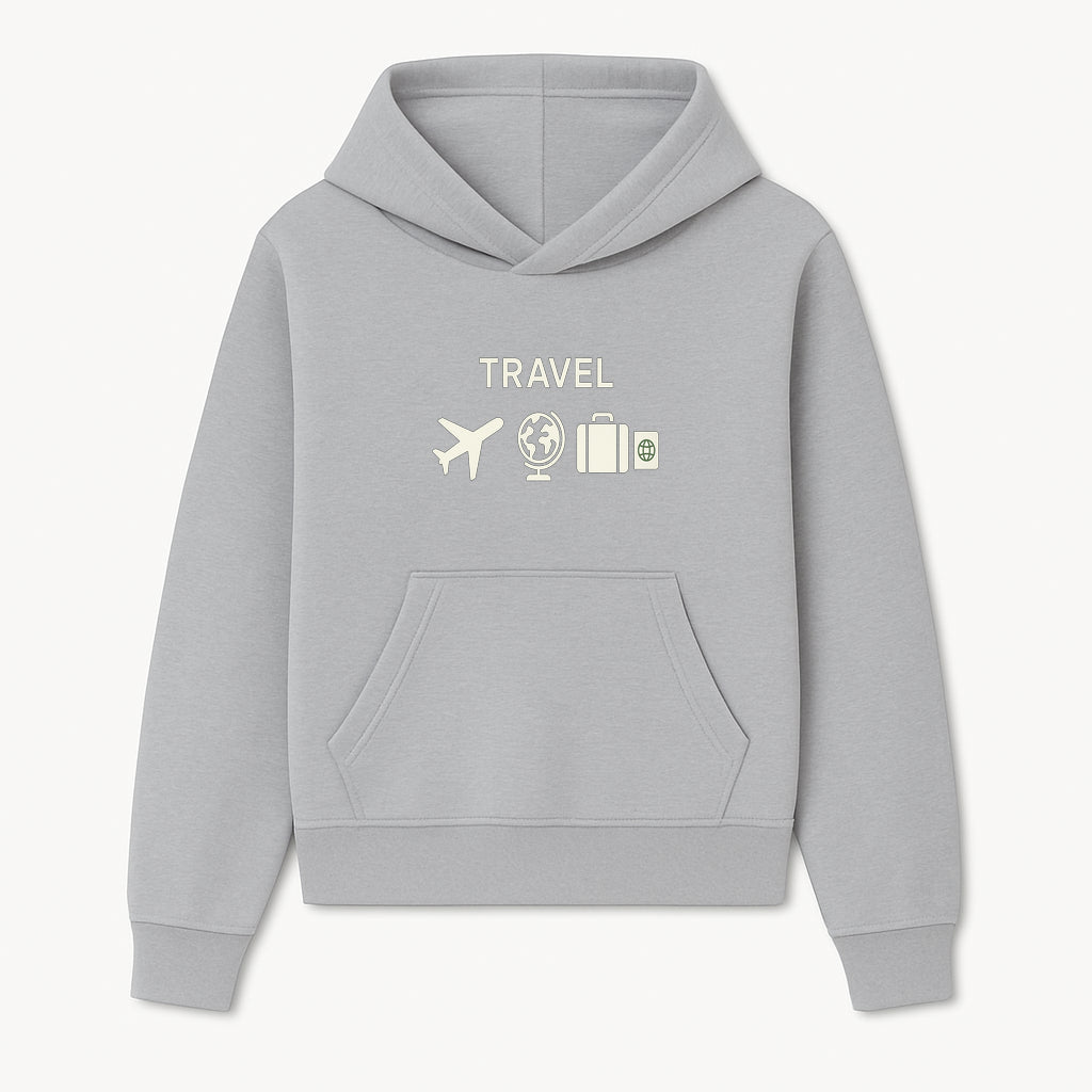 Travel Wall Art, Plane Globe Suitcase Passport Decor, Adventure Home Decoration, Modern Travel Theme Poster, Gift for Travelers - Hoodie 1758254711513.jpg