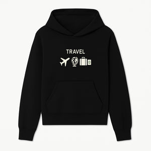 Travel Wall Art, Plane Globe Suitcase Passport Decor, Adventure Home Decoration, Modern Travel Theme Poster, Gift for Travelers - Hoodie 1758254711677.jpg
