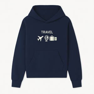 Travel Wall Art, Plane Globe Suitcase Passport Decor, Adventure Home Decoration, Modern Travel Theme Poster, Gift for Travelers - Hoodie 1758254712888.jpg
