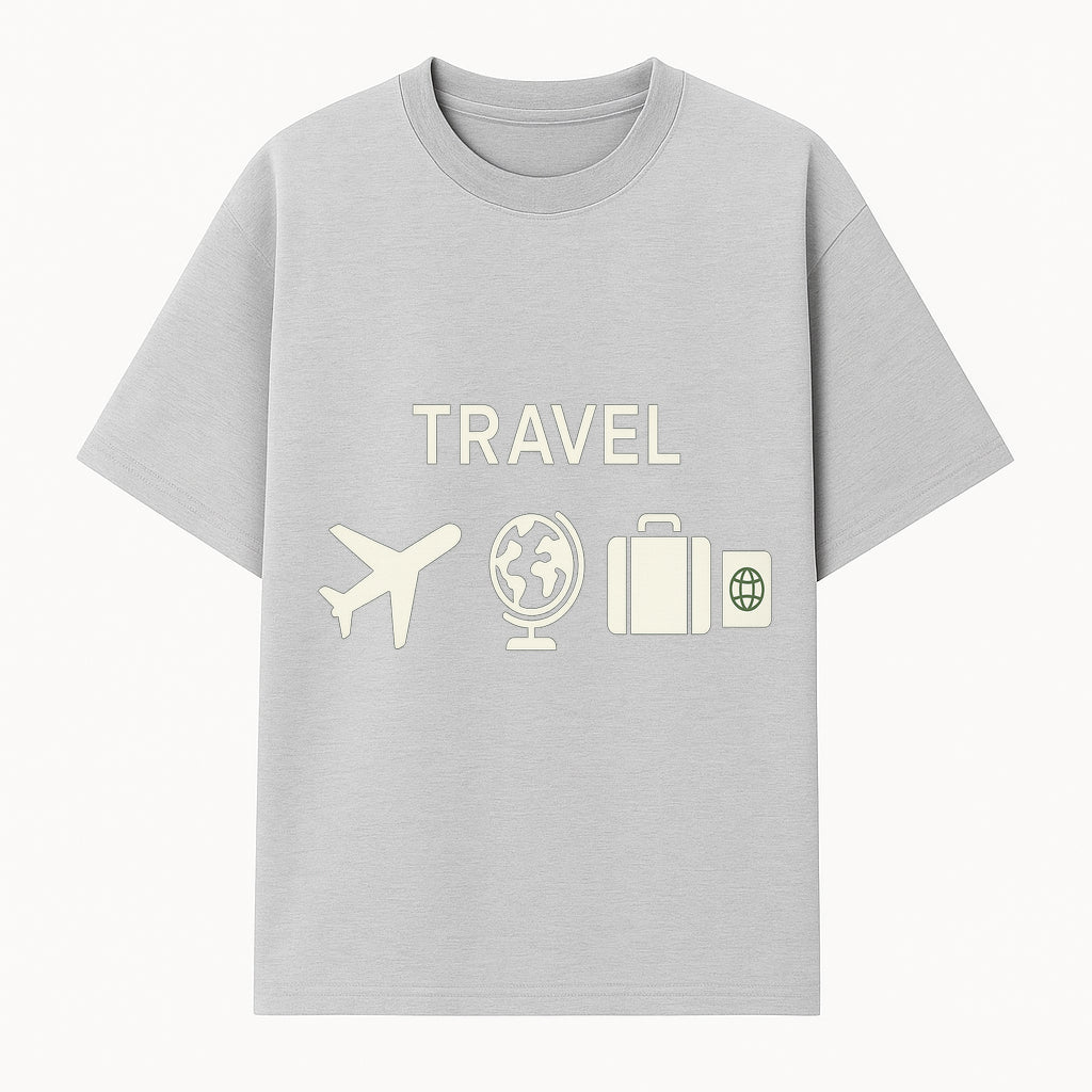 Travel Wall Art, Plane Globe Suitcase Passport Decor, Adventure Home Decoration, Modern Travel Theme Poster, Gift for Travelers - T-shirt 1758254714830.jpg
