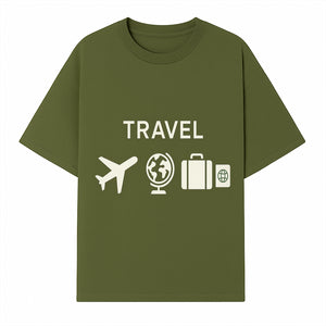 Travel Wall Art, Plane Globe Suitcase Passport Decor, Adventure Home Decoration, Modern Travel Theme Poster, Gift for Travelers - T-shirt 1758254715291.jpg