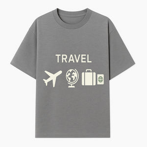 Travel Wall Art, Plane Globe Suitcase Passport Decor, Adventure Home Decoration, Modern Travel Theme Poster, Gift for Travelers - T-shirt 1758254715445.jpg
