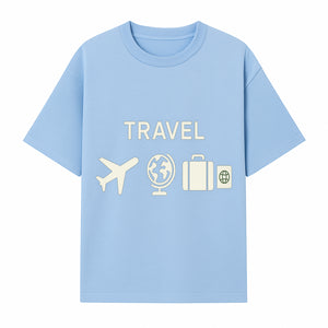 Travel Wall Art, Plane Globe Suitcase Passport Decor, Adventure Home Decoration, Modern Travel Theme Poster, Gift for Travelers - T-shirt 1758254715602.jpg