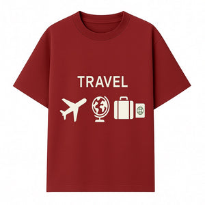 Travel Wall Art, Plane Globe Suitcase Passport Decor, Adventure Home Decoration, Modern Travel Theme Poster, Gift for Travelers - T-shirt 1758254715882.jpg