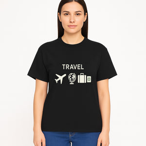 Travel Wall Art, Plane Globe Suitcase Passport Decor, Adventure Home Decoration, Modern Travel Theme Poster, Gift for Travelers - T-shirt 1758254717758.jpg