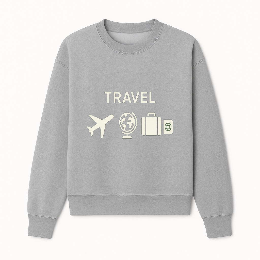 Travel Wall Art, Plane Globe Suitcase Passport Decor, Adventure Home Decoration, Modern Travel Theme Poster, Gift for Travelers - Sweatshirt 1758254717904.jpg
