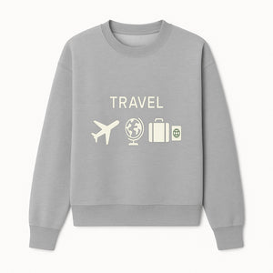 Travel Wall Art, Plane Globe Suitcase Passport Decor, Adventure Home Decoration, Modern Travel Theme Poster, Gift for Travelers - Sweatshirt 1758254717904.jpg