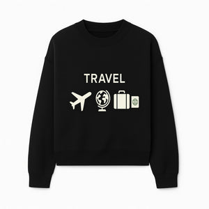 Travel Wall Art, Plane Globe Suitcase Passport Decor, Adventure Home Decoration, Modern Travel Theme Poster, Gift for Travelers - Sweatshirt 1758254718033.jpg