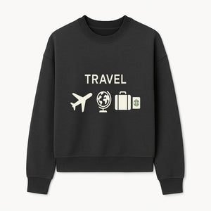 Travel Wall Art, Plane Globe Suitcase Passport Decor, Adventure Home Decoration, Modern Travel Theme Poster, Gift for Travelers - Sweatshirt 1758254718191.jpg