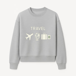 Travel Wall Art, Plane Globe Suitcase Passport Decor, Adventure Home Decoration, Modern Travel Theme Poster, Gift for Travelers - Sweatshirt 1758254718516.jpg