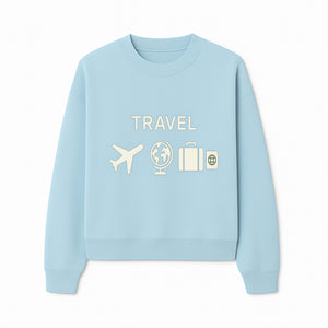 Travel Wall Art, Plane Globe Suitcase Passport Decor, Adventure Home Decoration, Modern Travel Theme Poster, Gift for Travelers - Sweatshirt 1758254718726.jpg
