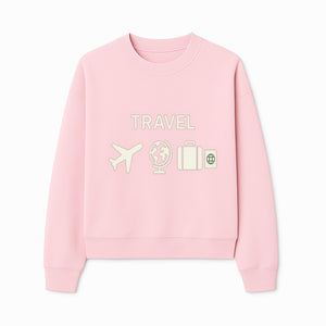 Travel Wall Art, Plane Globe Suitcase Passport Decor, Adventure Home Decoration, Modern Travel Theme Poster, Gift for Travelers - Sweatshirt 1758254718879.jpg