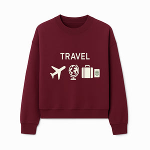Travel Wall Art, Plane Globe Suitcase Passport Decor, Adventure Home Decoration, Modern Travel Theme Poster, Gift for Travelers - Sweatshirt 1758254718979.jpg