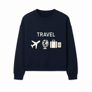 Travel Wall Art, Plane Globe Suitcase Passport Decor, Adventure Home Decoration, Modern Travel Theme Poster, Gift for Travelers - Sweatshirt 1758254719124.jpg