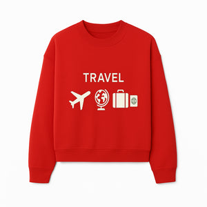 Travel Wall Art, Plane Globe Suitcase Passport Decor, Adventure Home Decoration, Modern Travel Theme Poster, Gift for Travelers - Sweatshirt 1758254719283.jpg