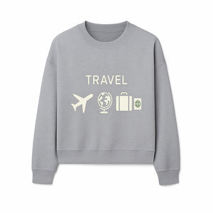Travel Wall Art, Plane Globe Suitcase Passport Decor, Adventure Home Decoration, Modern Travel Theme Poster, Gift for Travelers - Sweatshirt 1758254719419.jpg